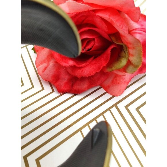 Hinged Brush Gold Tone Statement Cuff Bracelet Wide Studded Trim - Picture 10 of 10